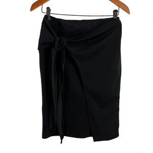 Fashion to Figure Black Skirt Size 0X Stretch Draped Tie Elastic Waist Pull On